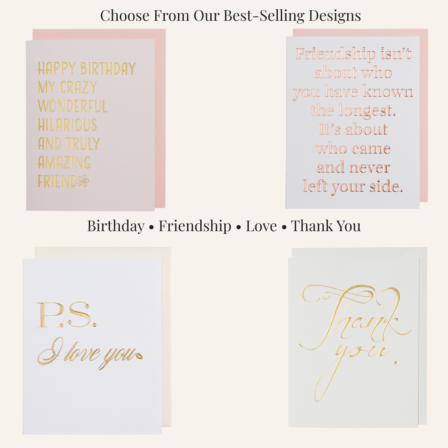 Build a Bundle – Choose Any 3 or 5 Letterpress Foil Cards