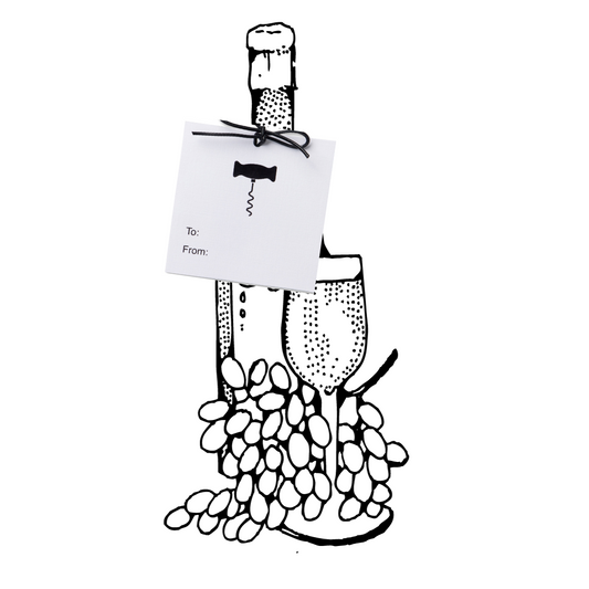 Gift Tags - Black Foil Corkscrew Wine Tags - Set of 10