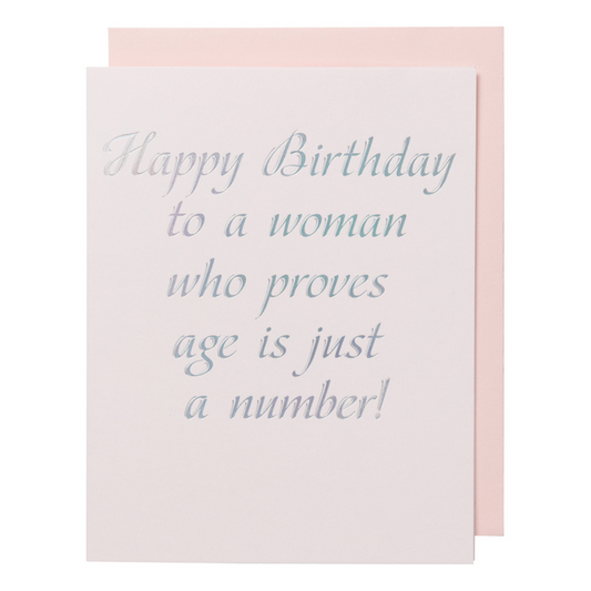 Age Is Just a Number – Holographic Foil Birthday Card for Her