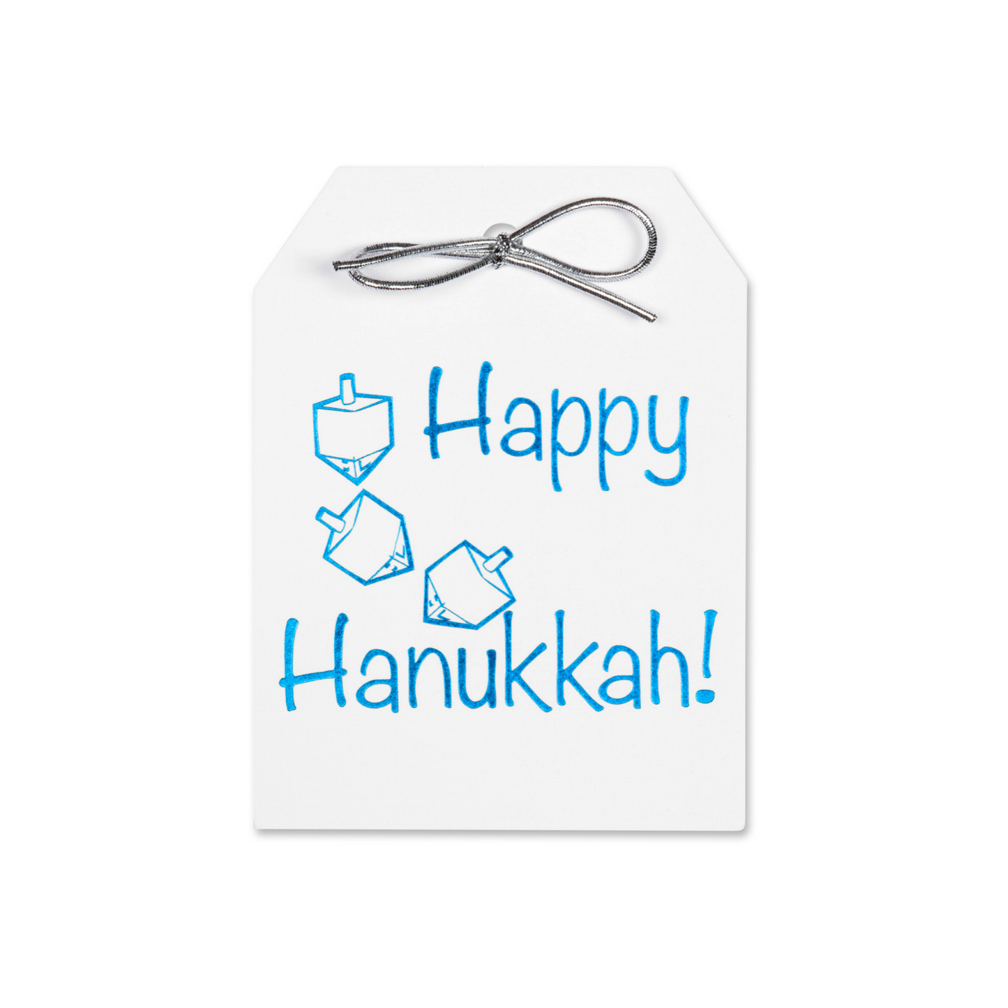 Gift Tags - Gold & Blue Foil Happy Hanukkah Dreidel Tags - Set of 10