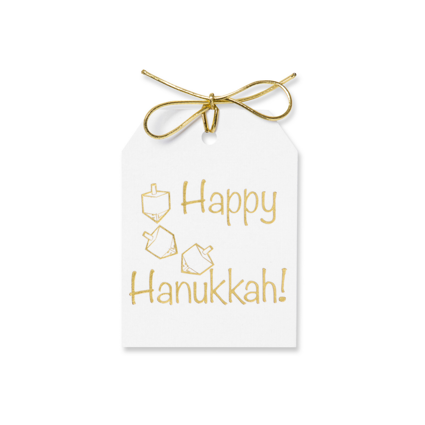 Gift Tags - Gold & Blue Foil Happy Hanukkah Dreidel Tags - Set of 10