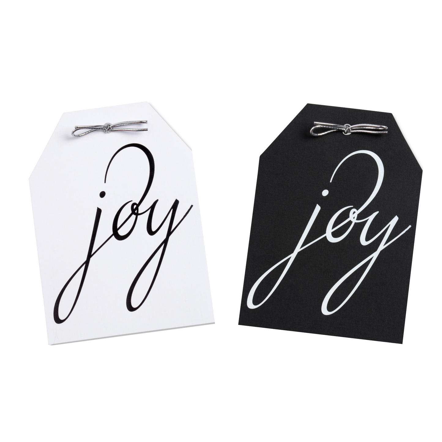 Gift Tags - Joy Black & White Foil Tags - Set of 10