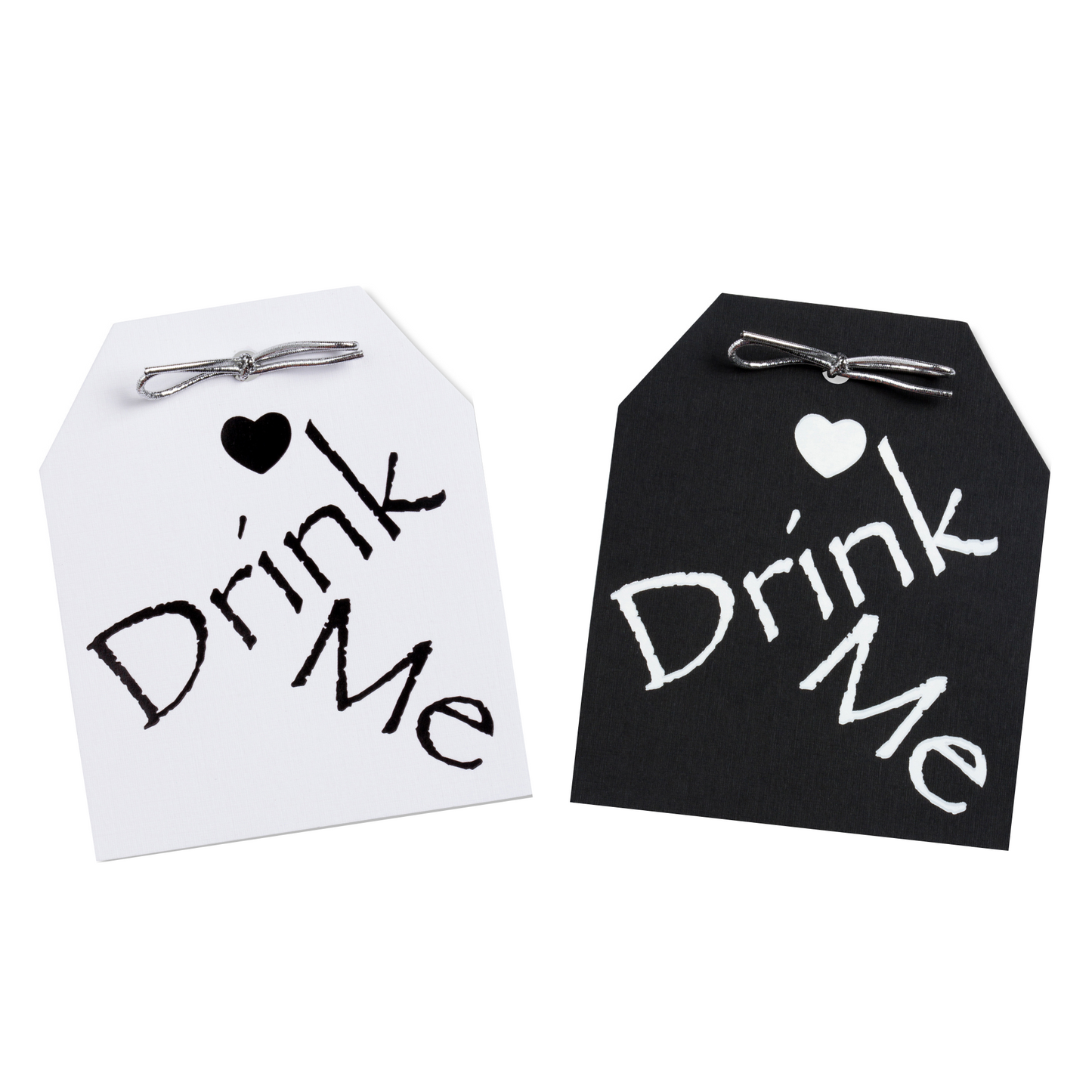 Gift Tags - Black & White Foil Drink Me Tags - Set of 10