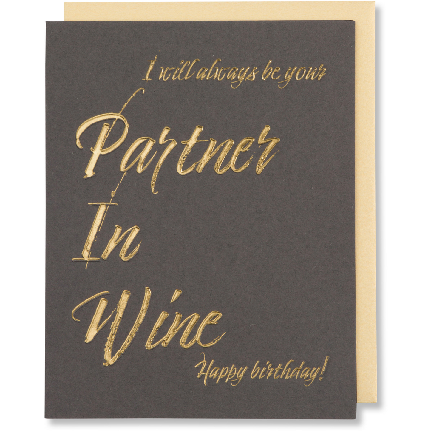 Partner in Wine Birthday Card - Gold Foil Letterpress