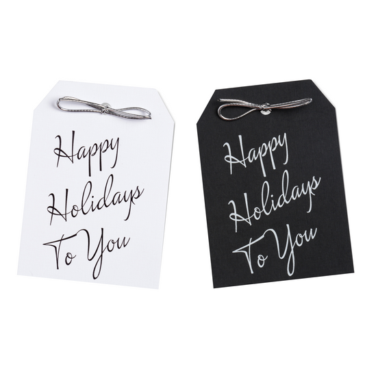 Gift Tags - Black & White Foil Happy Holidays To You Tags - Set of 10