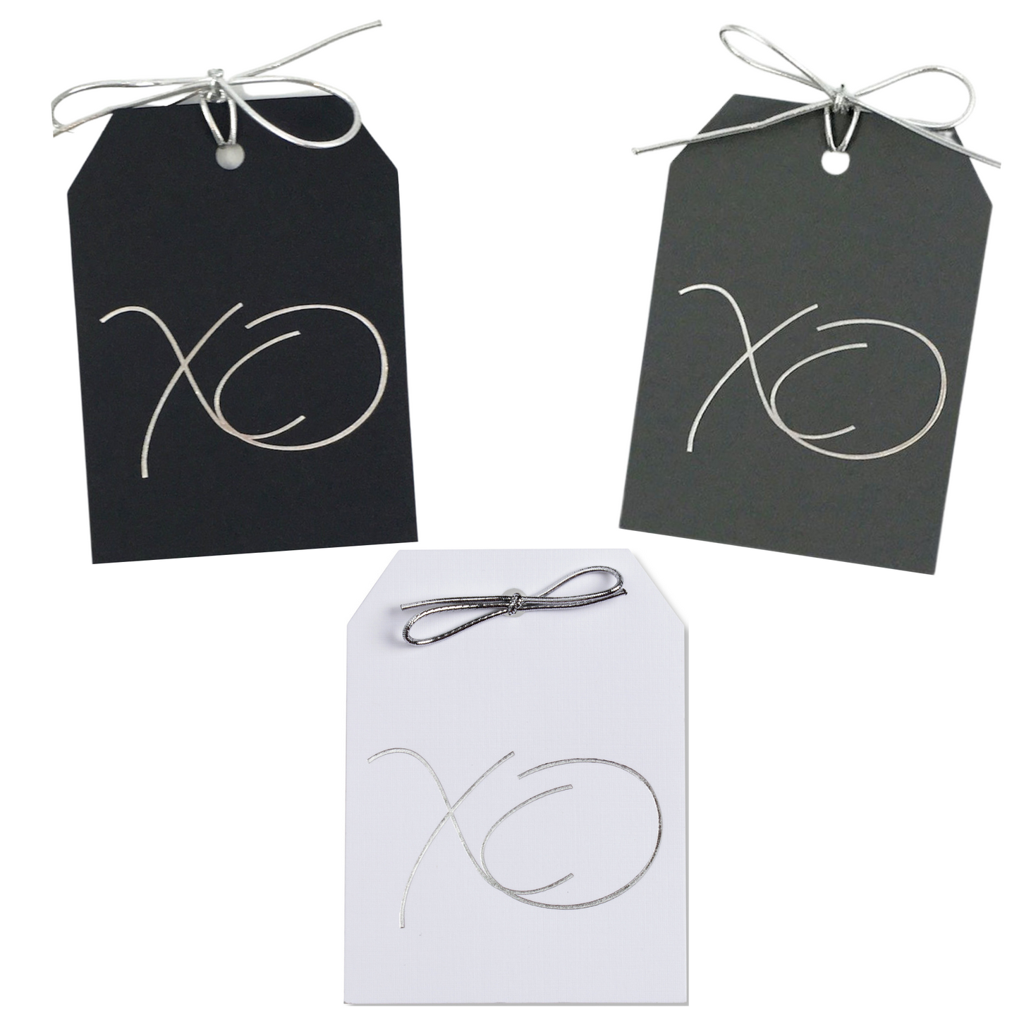 Gift Tags - Silver Foil XO Tags - Set of 10
