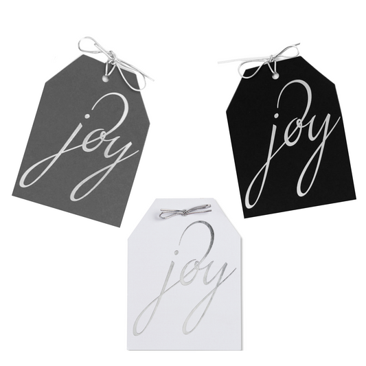Gift Tags - Joy Silver Foil Tags - Set of 10