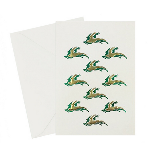 Reindeer Green & Gold Foil  Embossed holiday cards