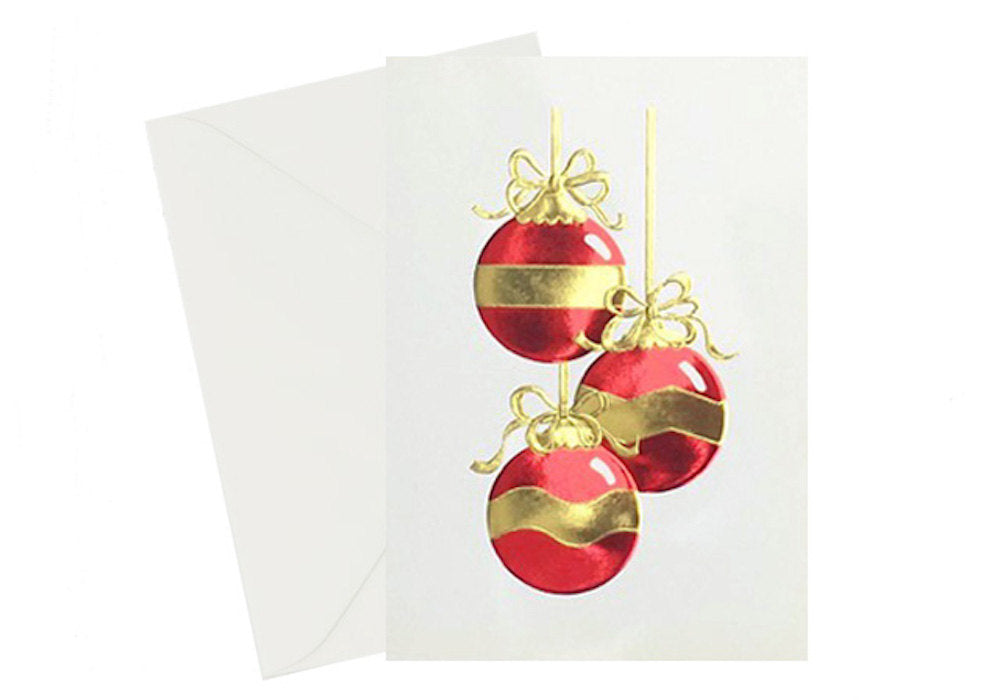 Ornament Red & Gold Foil Embossed Card