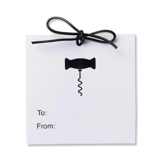 Gift Tags - Black Foil Corkscrew Wine Tags - Set of 10