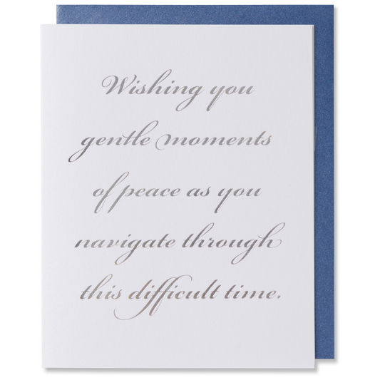 Letterpress Sympathy Card, Heartfelt Comforting Message, Silver Foil