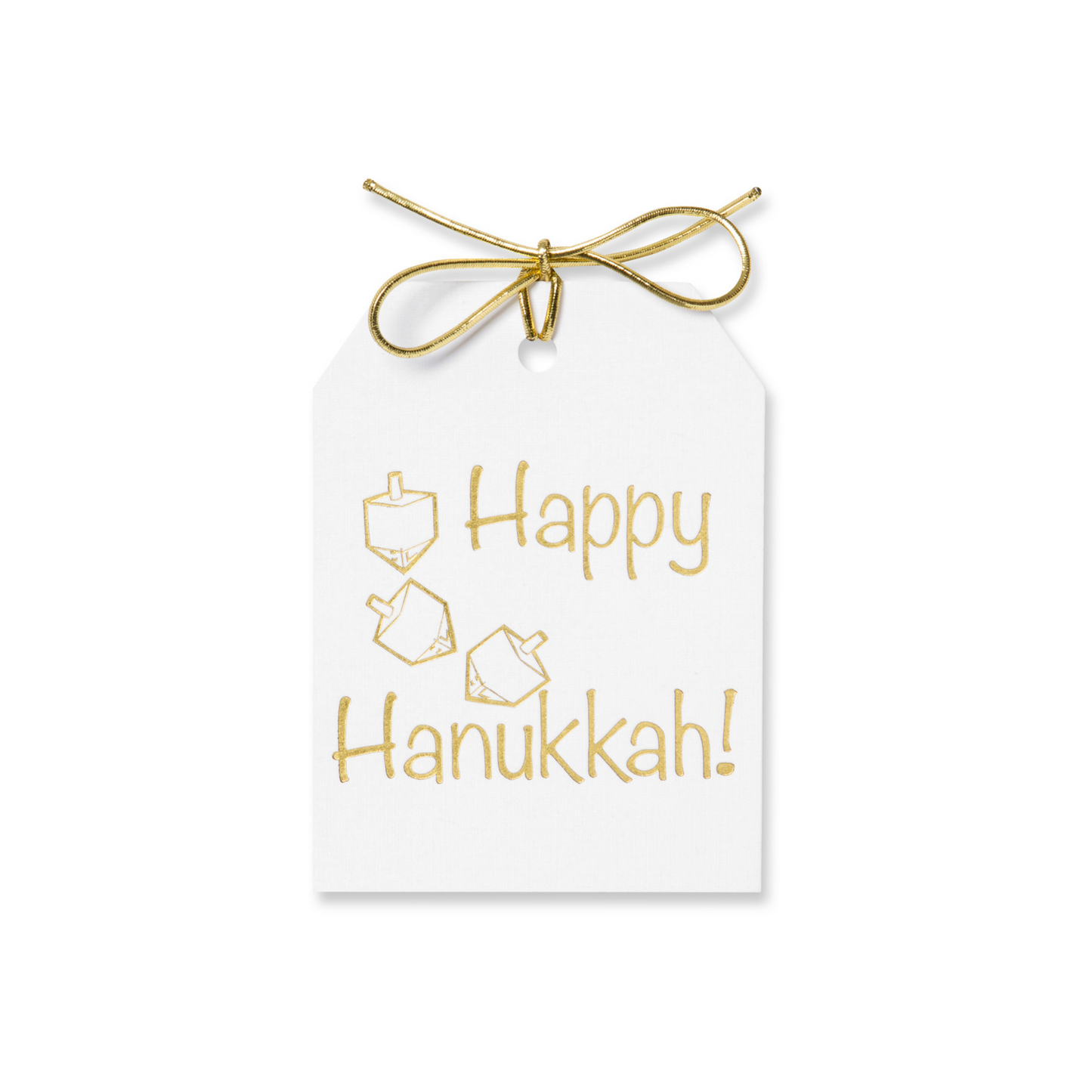 Happy Hanukkah Dreidel Tags, Gold & Blue Foil Set of 10