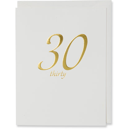 Gold Thirty Birthday or Anniversary Card